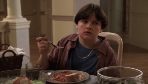 AJ Soprano eating dinner in the first season of The Sopranos 