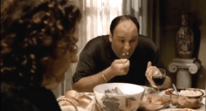The Sopranos: Tony asks Janice where Harpo is eating his Sunday dinner.